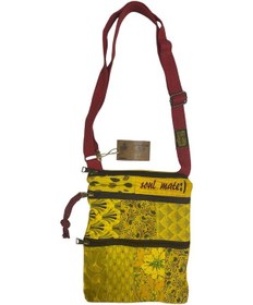 Resim Vintage Renkli Etnik Salaş Küçük Boy Plaj Günlük Kadın Kol Omuz Çantası 24cm X 29cm Sarı 