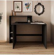 Resim Amber Çalışma Masası Raflı, Modern Bilgisayar Masası Antrasit 