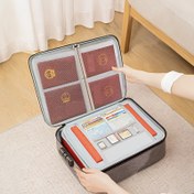 Resim Kilitli Yangına Dayanıklı Belge Çantası - 3 Katmanlı Laptop ve Dosya Düzenleyici, Seyahat Çantası için Pasaport/Sertifikalar (Hafif, Katlanabilir, Poliamid), Belge Düzenleyici Kutu 