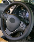 Resim 10 Adet Universal Deri Dikmeli Direksiyon Kılıfı Soft Siyah Deri-Sarı İpli (38×10CM) 