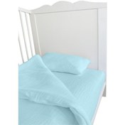 Resim 4 Katlı Müslin Bebek Nevresim Takımı Uyku Seti %100pamuk Mavi 