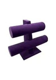 Resim Yerli Üretim Süet Kaplama Mor Renk 26/18cm Iki Kademeli Saat Bileklik Sergileme Standı Çok Renkli 