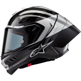 Resim Alpinestars Supertech R10 Carbon Element Spor Motosiklet Kaskı Siyah Gümüş 
