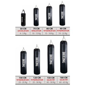 Resim 100 Cm Yırtılmaz Siyah Deluxe Boxing Boks Torbası Ve Tavan Kanca Siyah 