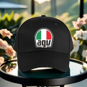 Resim 1 Adet Ayarlanabilir Siperli Kasket, Cesur AGV Motosiklet Grafikli - Vintage Retro Tarzı, %100 Polyester, Dış Maceralar, Koşu ve Günlük Kullanım için Rahat Fit - Unisex Dayanıklı Motosiklet Aksesuarları, Tekstil Yapımı 