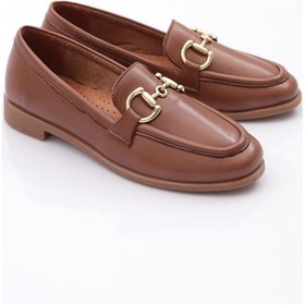 Resim Dgn 1852 Kadin Metal Aksesuarli Loafer Ayakkabi Ceviz 