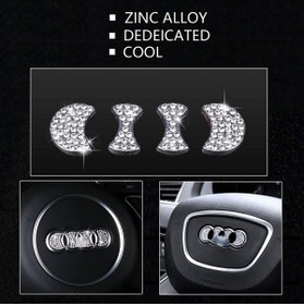 Resim idealaksesuar Audi Taşlı Direksiyon Logosu Kristal Audi Stone Steering Wheel Logo Crystal Arma İç Logo 4 Parça 