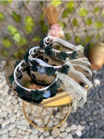 Resim GÜRLEK TEKSTİL Yeşil Süslü Gelin Nedime Kına Gecesi Tefi, Üç Boyut Lazer Çiçek ve Kurdele Detaylı Tef 10 Adet 