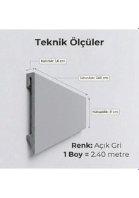 Resim Espumo Kompozit Süpürgelik 8 cm Açık Gri | Suya Dayanıklı Parke Duvar Süpürgelik 2,40 m ESP202 