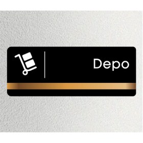 Resim zafrakreklam Ofis Departman Kapı İsimliği, Yönlendirme levhası DEPO 26X10Cm Antrasit - BRONZ 