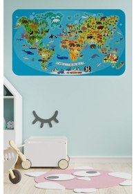 Resim Eğitici Dünya Haritası Dünya Atlası Çocuk Ve Bebek Odası Duvar Sticker-60x105-3788 - Renkli Çok Renkli 