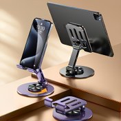 Resim 360 Derece Dönebilen Metal Telefon ve Tablet Standı, Uyumluluk, Kaymaz Taban, Metal, Evrensel Uyumluluk 