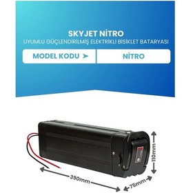 Resim Skyjet Nitro Uyumlu 36v 10ah Güçlendirilmiş Elektrikli Bisiklet Bataryası Siyah 