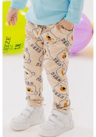 Resim Breeze Girls & Boys Erkek Çocuk Eşofman Altı Sevimli Ayıcık Baskılı 1-4 Yaş, Bej-bej Bej 