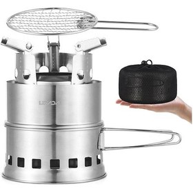 Resim Lixada Taşınabilir Çift Yakıtlı Kamp Ocağı - Dumanısız, Yüksek Verimli Paslanmaz Çelik Barbekü Gümüş Gümüş 