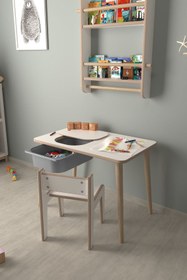 Resim PEKA Çocuk Oyun Ve Aktivite Masası - 1 Sandalye - Gri Sepetli 