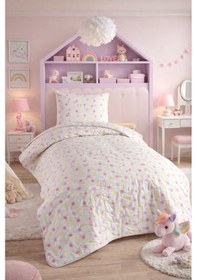 Resim Kapitone Yatak Örtüsü Seti Tek Kişilik Yıldızlı Softgri Softgri 