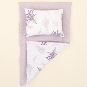 Resim Alt Açma Matı ve Yastık - Çift Taraflı - Lila Muslin - Lavanta 