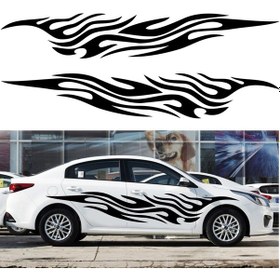 Resim Sones 2 Adet/takım D-476 Ateş Elemanı Desen Araba Modifiye Dekoratif Etiket Kırmızı 