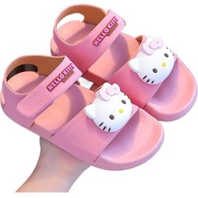 Resim Pembe Hello Kitty Kız Çocuk Sandaleti - Yazlık Yeni Tasarım 18 Cm Plaj Ayakkabısı Pembe 