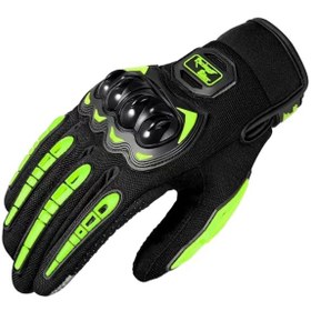 Resim Kawasaki Nefes Alabilir Tam Parmak Motosiklet Eldiveni Yeşil 