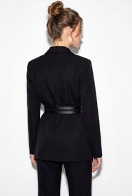Resim Naliru Çift Kemerli Kapaklı Cepli Ceket Yakalı Standart Boy Slim Fit Şık ve Cool Astarlı Blazer Ceket 