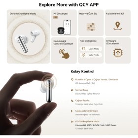 Resim QCY Melobuds N20 Bluetooth Kulaklık 6.0 50 dB ANC 4 Mics. Çift Cihaz 40 Saat Dinleme 