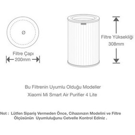 Resim Purmed Xiaomi Smart Air Purifier 4 Lite Uyumlu Hepa Aktif Karbon Filtre 