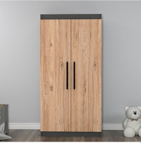 Resim Arnetti Akser 2 Kapaklı Genç Odası Gardırop Atlantik Çam & Antrasit - Akser 