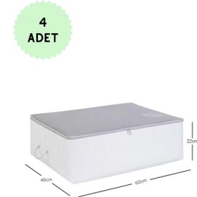 Resim Skygo İp Kulplu Pike Battaniye Yastık Kıyafet Hurcu Dolapiçi Baza Altı Hurç 46x62x22 4 Adet 