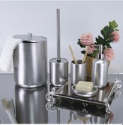 Resim By Selim Home Elegance Gümüş Polyester 5 Parça Banyo Seti Gümüş 