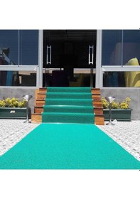 Resim Kıvırcık Kapı Önü Dış Mekan Paspas 120 x 100 CM Turkuaz 