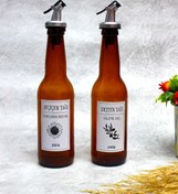 Resim Jenisa 2'li Amber Cam Zeytinyağı Sıvıyağ Yağdanlık Akıtıcılı Yağlık & Sirkelik 330cc 