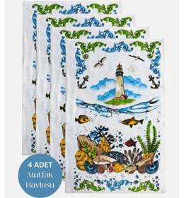 Resim 4lü Paket Baskılı Beyaz Mutfak Havlusu Modeli Mother And Daughter 