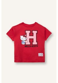 Resim Defacto Hello Kitty Penye Kısa Kollu Tişört Kız Bebek H4860a526smrd117 Kırmızı-rd117 