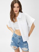 Resim Crop Poplin Gömlek Kısa Kollu Pamuklu 