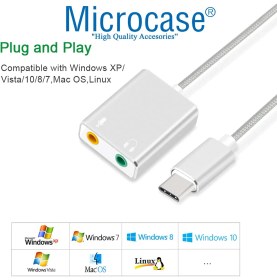 Resim Microcase Type-C 7.1 Kanal USB Ses Kartı - AL2589 