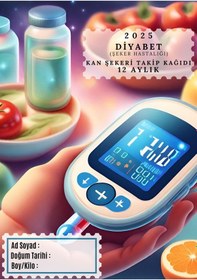 Resim Diyabet Ölçüm Takip Çizelgesi Defteri A Kalite Özel Tasarım 12 Aylık 2025 