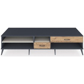 Resim Kronos Tv Ünitesi 2 Raflı 2 Çekmeceli 220x59x51 Antrasit-aytaşı/çam Aytası/atlas Çam - Antrasıt 