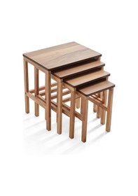 Resim Bolonez Dörtlü Zigon Sehpa Ceviz Kayın Sehpa Kahve 