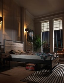 Resim Unimet Ariane Ahşaplı Çift Kişilik Metal Karyola Siyah (AHŞAP LATALI) 