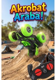 Resim Uzaktan Kumandalı Akrobat Araba - 360 Derece Dönen Takla Atan Çılgın Stunt Car - Yeşil 