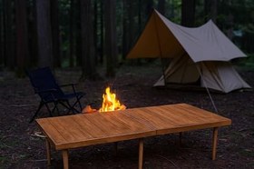 Resim pratikoutdoor Katlanır Kamp, Piknik ve Bahçe Masası 50x50 cm - Ceviz Renk 