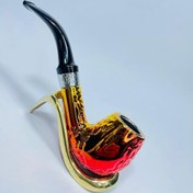 Resim Alcan Fosforlu Sarı Damalı Filitreli Pipo //12cm 