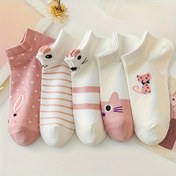 Resim 5 Çift Kadın Kedi Desenli Topuk Çorabı, Solunabilir Polyester ve Spandeks Karışımı, Örgü Kumaş Görünmez Çorap, El Yıkamalı - Şirin Çorap Seti 