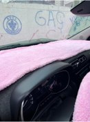 Resim SSS TEKSTİL pembe peluş torpido havlusu-Torpido Göğüs Havlusu-her araca uyumlu 