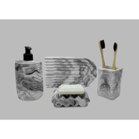 Resim Trust Stone Marble Serisi Sıvı Sabunluk Diş Fırçalık 4'lü Set 