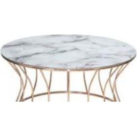 Resim Brc Kum Saat Orta Sehpa Model 1021 Beyaz Mermer Temper Cam Metal 