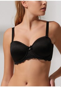 Resim Suwen Linda Lace Desteksiz Straplez Sütyen Sw5365012 Siyah 