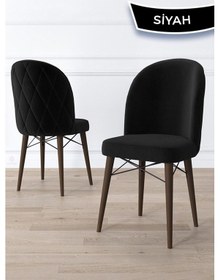 Resim Canisa Bika Serisi 4 Adet Siyah Mutfak Sandalyesi Ceviz Gürgen Ayaklı 1. Sınıf Babyface Kumaş Sandalye Siyah Ayakları Ceviz 